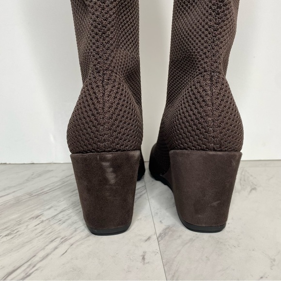 Eileen Fisher Kasana Brown Knit Wedge Heel Tall Boot 8 1/2 - Picture 4 of 15